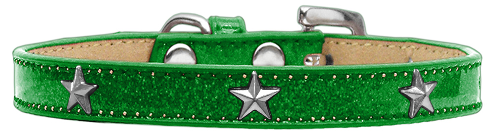 Silver Star Widget Dog Collar Emerald Green Ice Cream Size 10